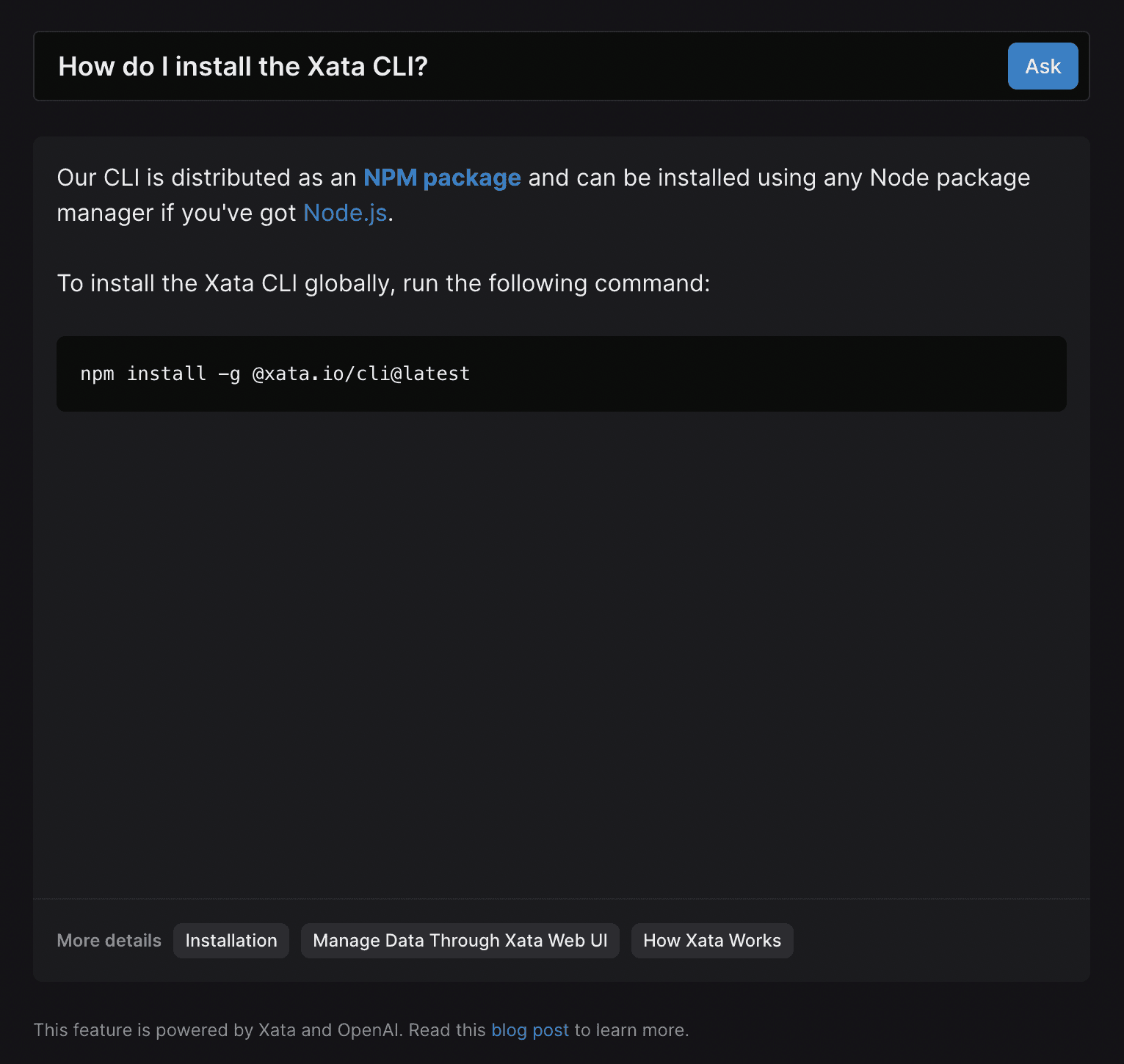 Question for the Xata bot: How do I install the Xata CLI